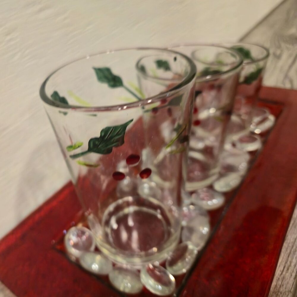 Pfaltzgraff Winterberry Three Glass Votive Candle Holder vintage Christmas Decor - Picture 7 of 12